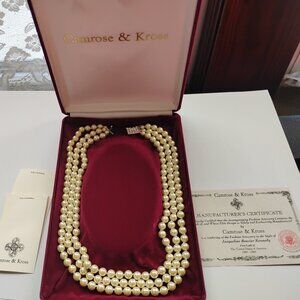 Kamrose and Cross Jackie Kennedy three strand faux pearl necklace.